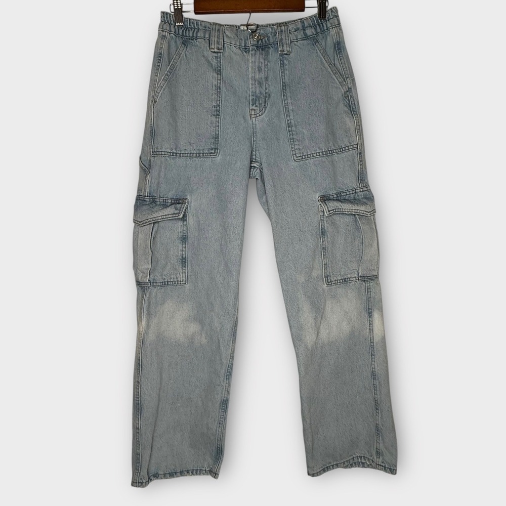 BDG Urban Outfitters Skate Cargo Jeans Light Wash Elastic Waist 29x29 Skater